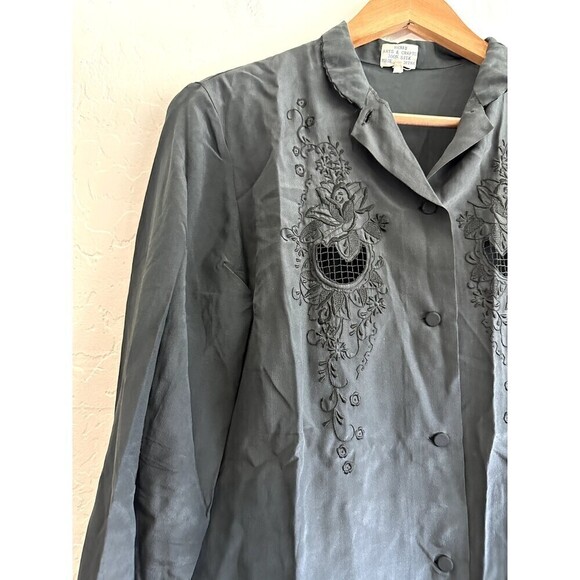 Vintage Henan Arts & Crafts Womans Silk Button Up Top Size 38 Rare 60s - Picture 12 of 14